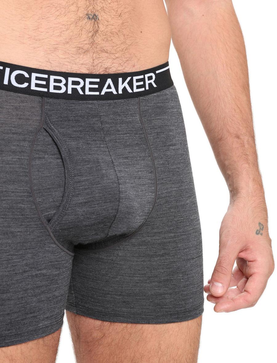 Jet Heather Men's Icebreaker Merino Anatomica Boxers With Fly Underwear | USA 1308ILHS